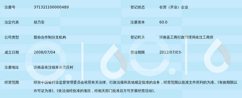 沂南县农村信用合作联社朱家里庄信用社