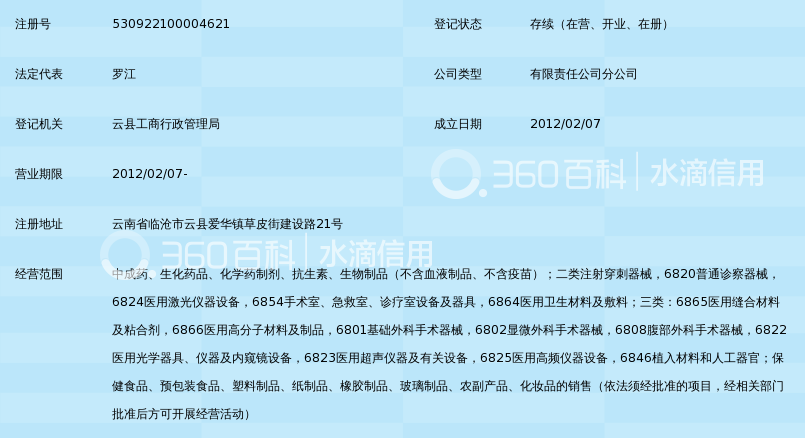 昆明云中药业有限责任公司云县分公司