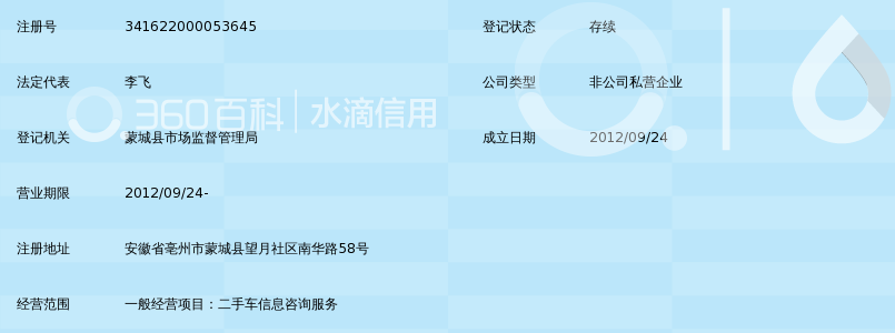 蒙城县李飞二手车信息咨询服务部