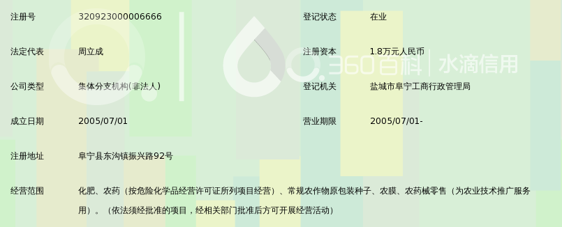 阜宁县东沟镇农业技术推广服务中心种子农药经