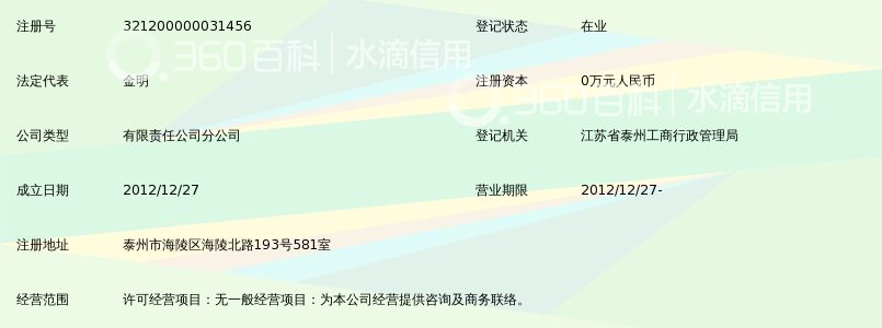 江苏中天华夏会计师事务所有限公司泰州分公司