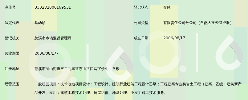 宁波市东方建筑设计院有限公司慈溪分公司