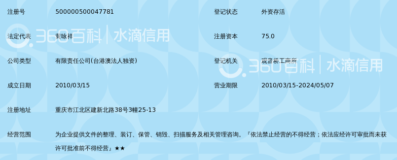 铁山档案文件管理(上海)有限公司重庆分公司