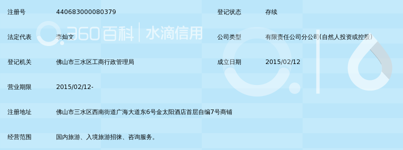 港中旅(佛山)国际旅行社有限公司三水金太阳营