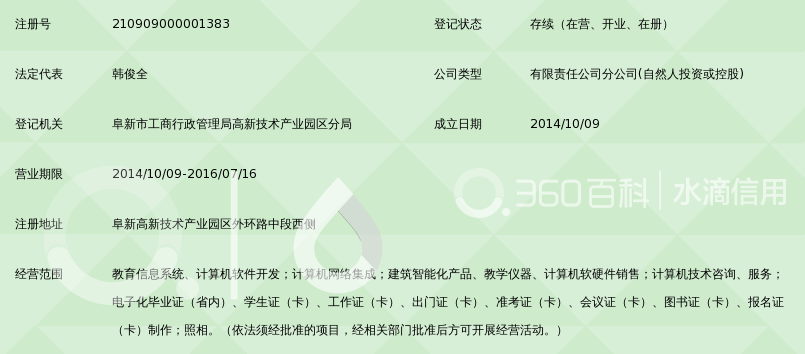 辽宁教育信息技术有限公司阜新第一分公司