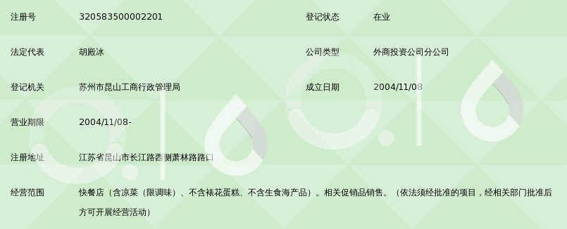 苏州肯德基有限公司昆山莲花店