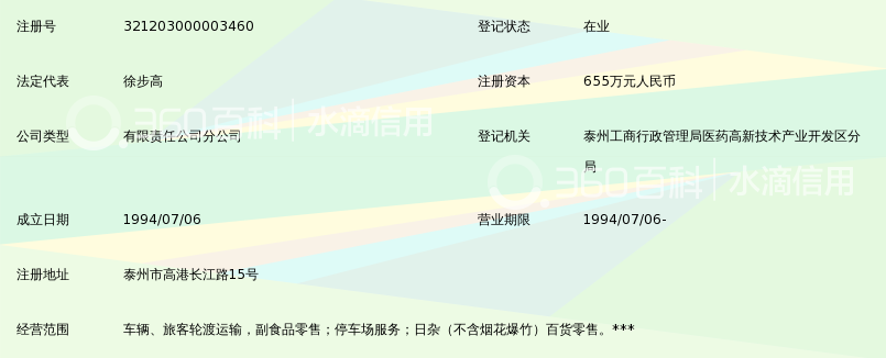 江苏省泰州港务管理局高港汽渡管理处