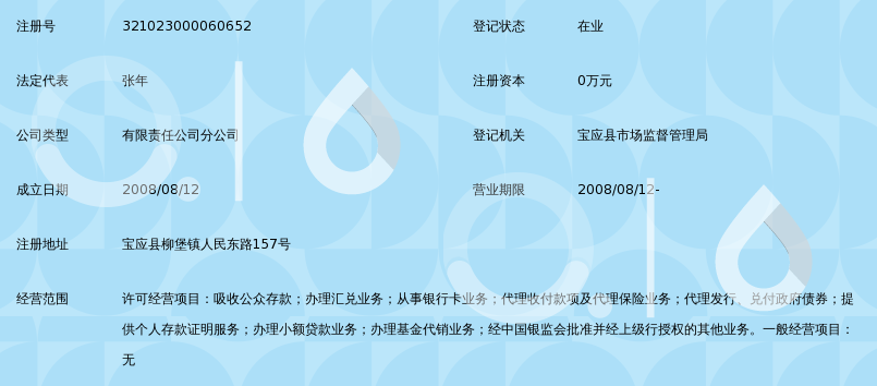 中国邮政储蓄银行有限责任公司江苏省扬州市宝