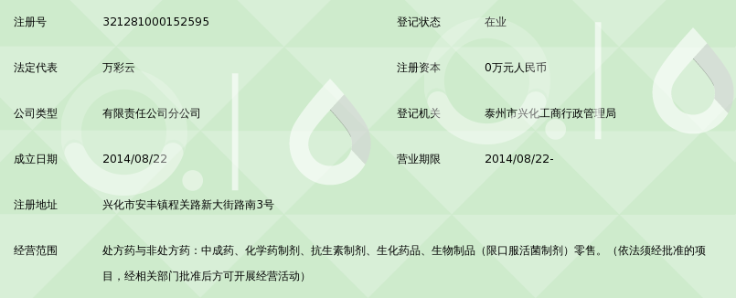 兴化市白云大药房有限公司安丰分公司_360百