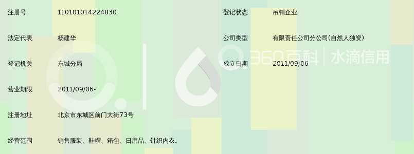 东海县丽海商贸有限公司北京前门大街服装店_