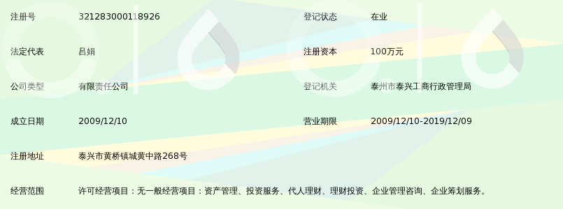 泰兴市慧融资产管理有限公司