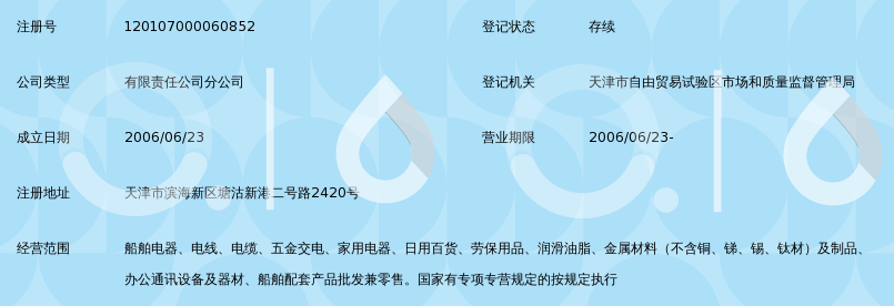 天津中船船舶配套有限公司塘沽分公司