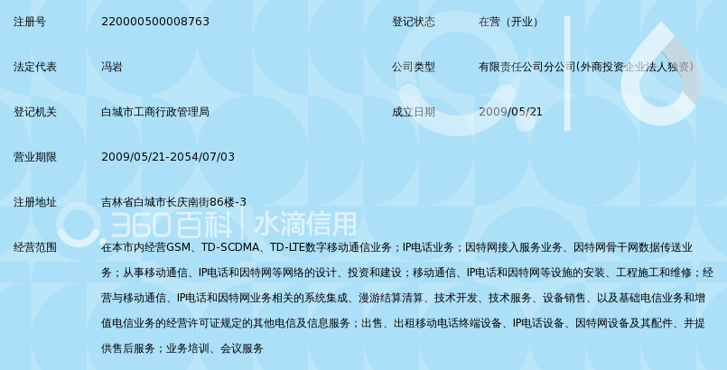 中国移动通信集团吉林有限公司白城市长庆新居